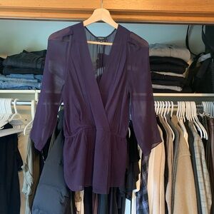 Aritzia Babaton Alexander 100% silk Purple Blouse